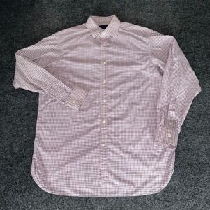 Ralph Lauren Purple Label Mens 16 Pink Check Dress Shirt Luxury Designer Button